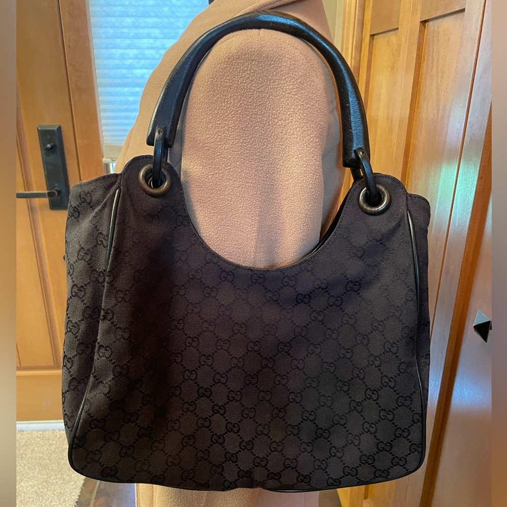 Gucci GG Canvas Black Shoulder/Hobo Bag
